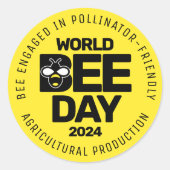 Weltbebentag Gelber Schwarzer Bestäuber Runder Aufkleber (Vorderseite)