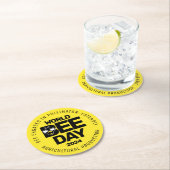 Weltbebentag Gelber Schwarzer Bestäuber Runder Pappuntersetzer (Vor Ort)