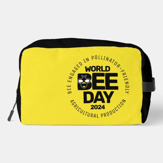 Weltbebentag Gelber Schwarzer Bestäuber Waschbeutel (Rückseite)