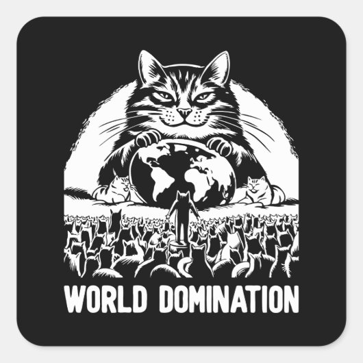 Weltbeherrschung 1 quadratischer aufkleber (Vorderseite)