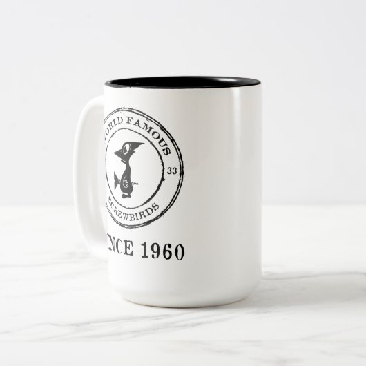 WELTBERÜHMTE BIRDS SEIT 1960 ZWEIFARBIGE TASSE (Vorderseite Links)
