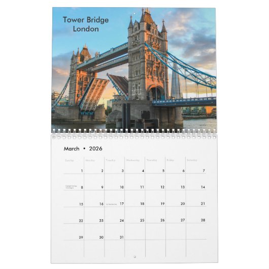 Weltberühmte Brücken 2025 Kalender (Mär 2026)