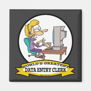 WELTBERÜHMTER DATENEINGABE-KLASSENFRAU-CARTOON MAGNET