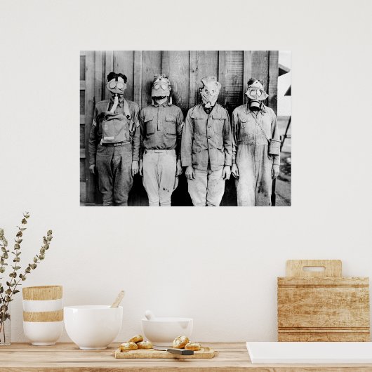 Weltbesichtigung der Gasmasken Poster (Küche)