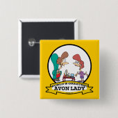 WELTBEST AVON LADY WOMEN CARTOON BUTTON (Vorne & Hinten)