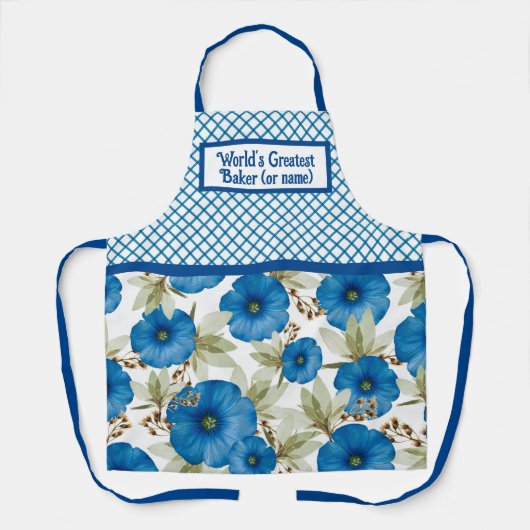 Weltbest Baker - Blue Morning Glories Schürze (Vorderseite)