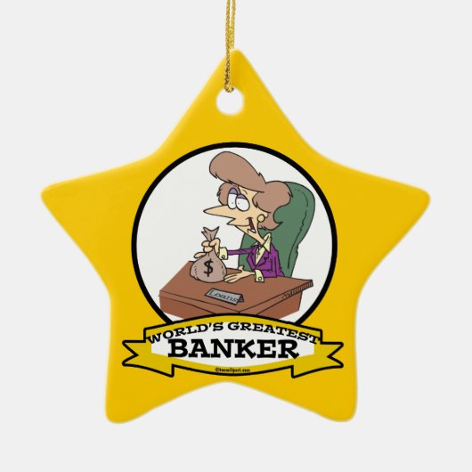 WELTBEST BANKER FRAUEN CARTOON KERAMIK ORNAMENT (Vorne)