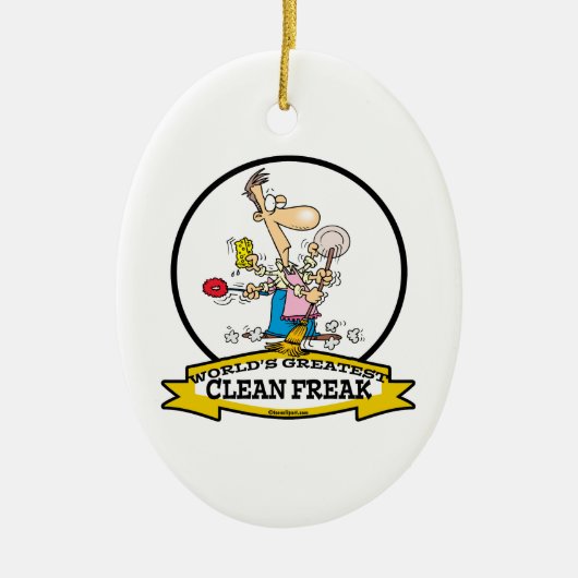 WELTBEST CLEAN FREAK MEN CARTOON KERAMIKORNAMENT (Vorne)