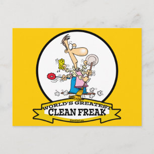 WELTBEST CLEAN FREAK MEN CARTOON POSTKARTE