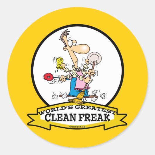 WELTBEST CLEAN FREAK MEN CARTOON RUNDER AUFKLEBER (Vorderseite)