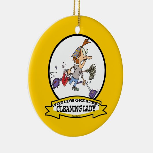 WELTBEST CLEANING LADY CARTOON KERAMIKORNAMENT (Rechts)