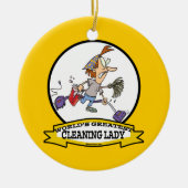 WELTBEST CLEANING LADY CARTOON KERAMIKORNAMENT (Vorne)