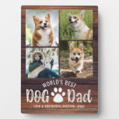 WELTBEST DOG VATER 4 FotoCollage Rustikales Holz Fotoplatte (Vorderseite)