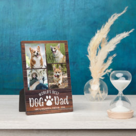 WELTBEST DOG VATER 4 FotoCollage Rustikales Holz Fotoplatte