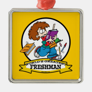 WELTBEST FRESHMAN BOY CARTOON SILBERNES ORNAMENT