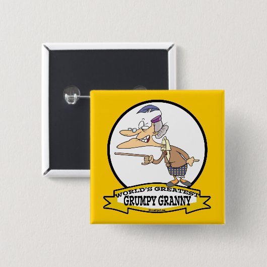 WELTBEST GRUMPY GRANNY CARTOON BUTTON (Vorne & Hinten)