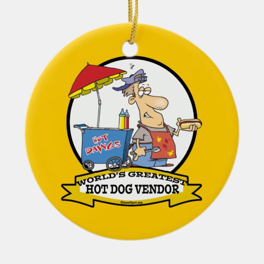 WELTBEST HOT HUND VENDOR MÄNNER CARTOON KERAMIKORNAMENT (Vorne)