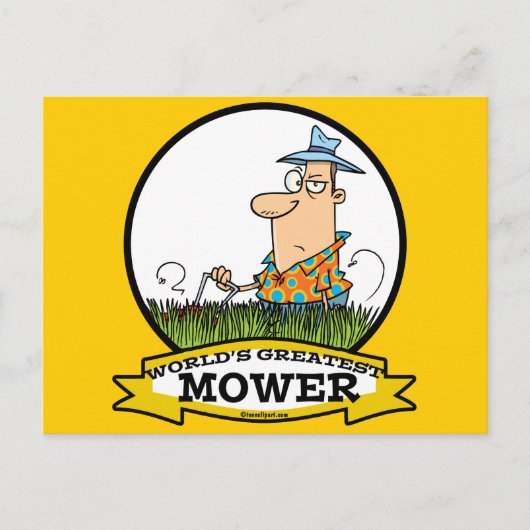 WELTBEST LAWN MOWER MEN CARTOON POSTKARTE (Vorderseite)
