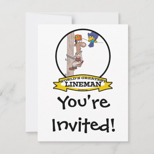 WELTBEST LINEMAN MEN CARTOON EINLADUNG (Vorderseite)