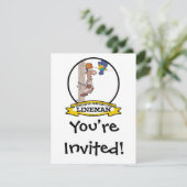 WELTBEST LINEMAN MEN CARTOON EINLADUNG (Stehend Vorderseite)