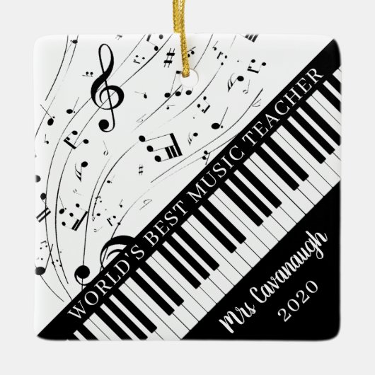 WELTBEST MUSIC TEACHER Piano Keyboard Keramikornament (Vorderseite)