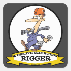 WELTBEST RIGGER MÄNNER CARTOON QUADRATISCHER AUFKLEBER