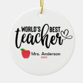 Weltbest Teacher Glitzer Apple Personalisiert Keramik Ornament (Vorne)