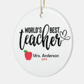 Weltbest Teacher Glitzer Apple Personalisiert Keramik Ornament (Links)