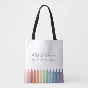 weltbest Teacher Rainbow Crayon Tasche