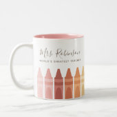 Weltbest Teacher Rainbow Crayon Zweifarbige Tasse (Links)