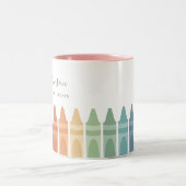 Weltbest Teacher Rainbow Crayon Zweifarbige Tasse (Mittel)