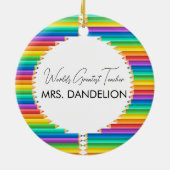 Weltbest Teacher Rainbow Crayons School Keramik Ornament (Hinten)