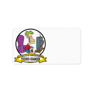 WELTBEST VIDEO GAMER KIDS CARTOON ADRESSAUFKLEBER