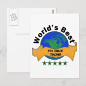 Weltbeste 5. Lehrer Postkarte (Vorne/Hinten)