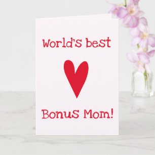 Weltbeste Bonus-Mama!   Red Heart Muttertag Karte