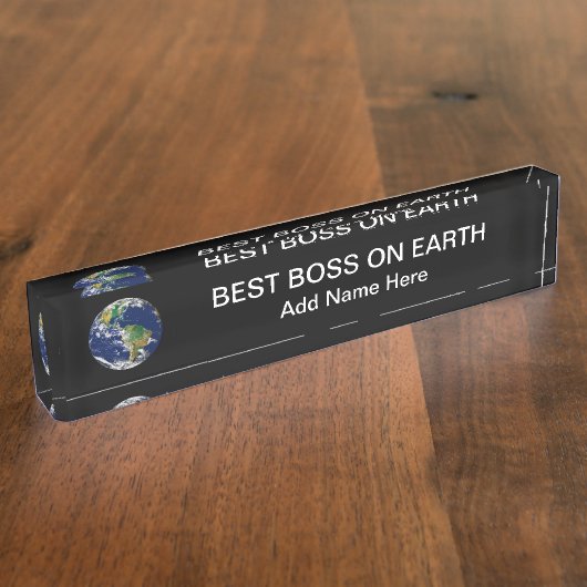 Weltbeste Boss-Earth-Planet-Schreibtisch-Namenspla Namensplakette (Seite)
