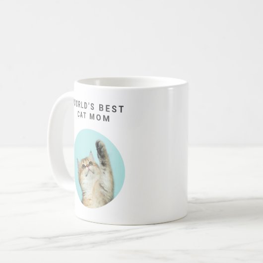 Weltbeste Cat Mama Custom Funny 2 Fotos für Hausti Kaffeetasse (Vorderseite Links)
