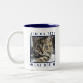 Weltbeste Cat Mama Paw Prints Pet Foto Navy Zweifarbige Tasse (Links)