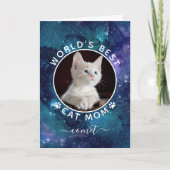 Weltbeste Cat Mama Space Foto Muttertagskarte Karte (Vorderseite)