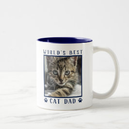Weltbeste Cat Vater Paw Prints Pet Foto Navy Zweifarbige Tasse