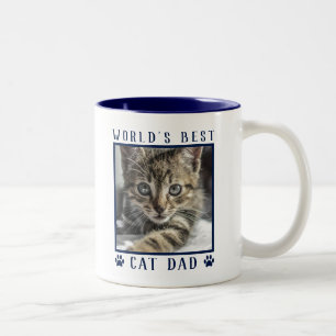 Weltbeste Cat Vater Paw Prints Pet Foto Navy Zweifarbige Tasse