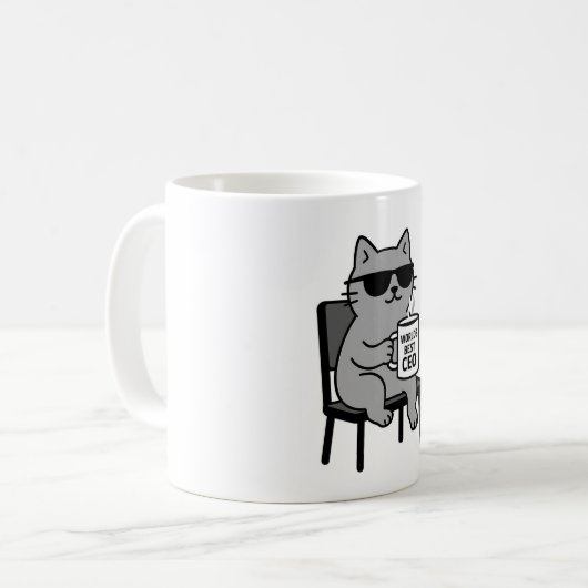 Weltbeste CEO - Smug Gray Cat Tasse (Vorderseite Links)