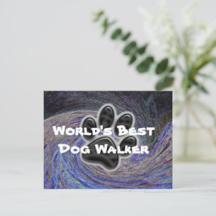 Weltbeste Dog Walker Blue Spiral Pet Paw Print Postkarte