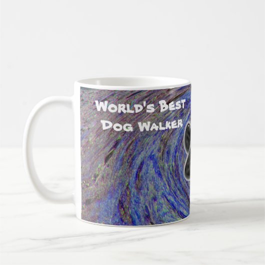 Weltbeste Dog Walker Blue Spiral Puppy Paw Print Kaffeetasse (Links)