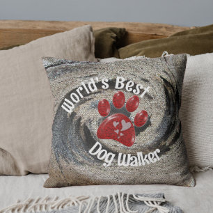 Weltbeste Dog Walker Mosaik Swirl Paw Print Kissen
