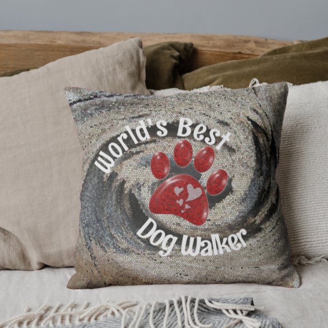Weltbeste Dog Walker Mosaik Swirl Paw Print Kissen (Von Creator hochgeladen)