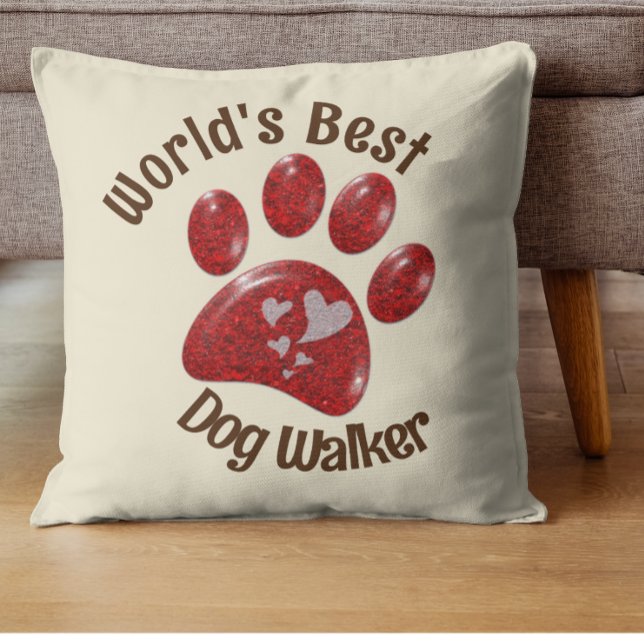 Weltbeste Dog Walker Paw Print Animal Care Kissen (Von Creator hochgeladen)