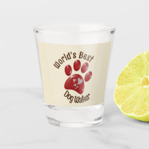 Weltbeste Dog Walker Paw Print Small Pet Schnapsglas