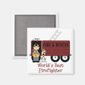 Weltbeste Feuerwehrfrau Magnet (Vorderseite/Rückseite)