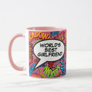Weltbeste Freundin Lustiger Retro-Comic Rosa Tasse
